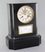 H. Rochat of Paris. A 19th century French black marble mantel clock, with visible escapement and