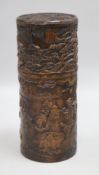 A Chinese hardwood jar and cover