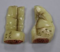 Two soapstone 'bamboo' seals