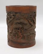 A Chinese bamboo brushpot