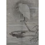 Japanese School, 19th century watercolour an egret, 49cm x 37cm