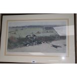 Cecil Aldin, coloured print, 'Full Cry', signed, 38 x 66cm