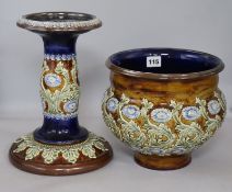 A Doulton Lambeth floral jardiniere and stand