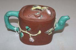 A 20th century Chinese terracotta and glazed pottery teapot