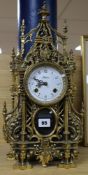 A brass mantel clock