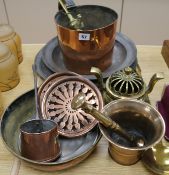 Mixed pewter and copper ware