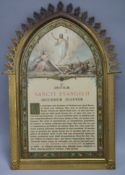 A gilt triptych frame