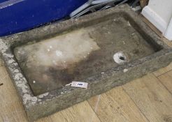A composition stone rectangular sink, 79 x 45cm