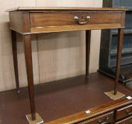 A George III mahogany side table, fitted one long drawer, W.81cm