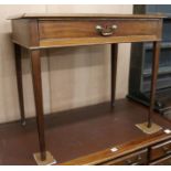 A George III mahogany side table, fitted one long drawer, W.81cm