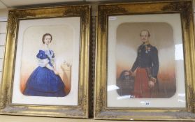 C. Sandon, pair of pastel portraits, portrait of a French army officer and wife, signed and dated