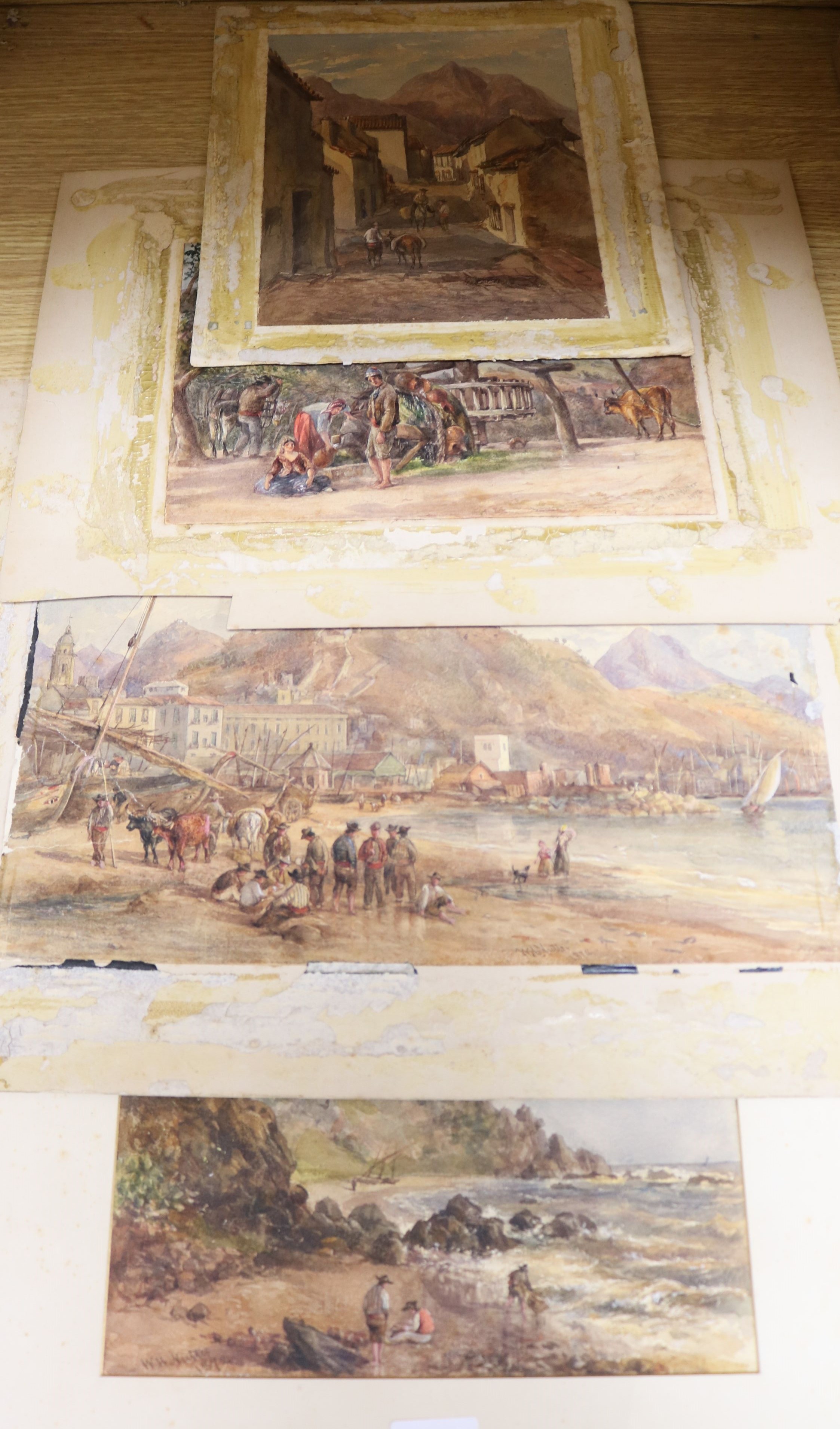 W H Nutter, four watercolours, Italian scenes, signed, 3 dated 1872, all unframed, largest 23cm x