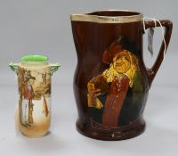 A Royal Doulton large Kingsware jug and a Dickens Ware vase, 'The Artful Dodger'