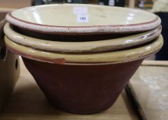 Three 19th century tri-glazed terracotta cream pails