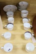 A group of late 18th century Worcester, Derby, etc. teabowls and coffee cups with saucers