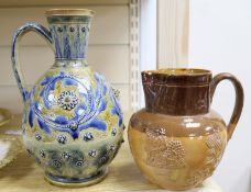 A Doulton Lambeth jug by ABB, 1875 and a Doulton Harvest jug