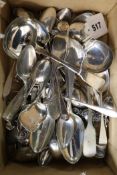 A quantity of mixed silver flatware including a set of six Georgian teaspoons etc.