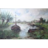 B.H. Holmann, oil on canvas, Dutch canal scene, 60 x 90cm