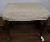 A needlepoint piano stool, W.58cm