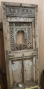 An Indian hardwood door, a gilt gesso picture frame and a curtain pole, door W.50cm H.177