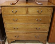 An Edwardian satinwood banded mahogany chest of drawers, W.107cm