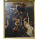 After Gericault, oil, L'enlevement des turcs, 81cm x 65cm