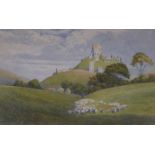 Leeson Rowbotham, watercolour, view of Corfe Castle, signed, 22 x 34.5cm