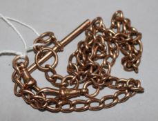 An early 20th century 9ct gold albert chain, 28 grams.
