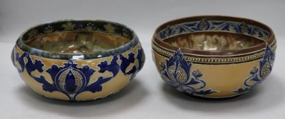 Two Royal Doulton Art Nouveau bowls for Art Union, London, one by Mark V. Marshall