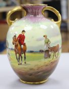 A Royal Doulton hunting vase, by J. Hancock