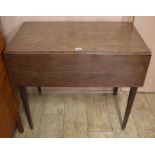 A George III mahogany Pembroke table, fitted drawer and dummy drawer, W.82cm