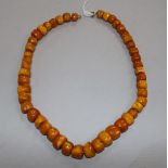 An amber bead necklace, gross weight 51 grams, 48cm.