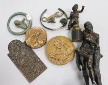 A Bronze figure of Christ, various antiquities and Putti bronze etc.