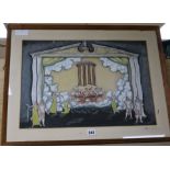 Hedley Briggs, original stage design gouache, 13 finale, 35cm x 50cm