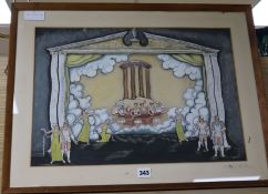 Hedley Briggs, original stage design gouache, 13 finale, 35cm x 50cm