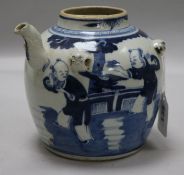 A Chinese blue and white teapot