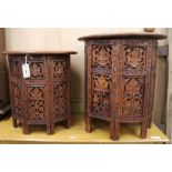 A graduated pair of Indian inlaid hardwood occasional tables, Diam. 53cm and 46cm