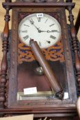 A late Victorian chequer inlaid walnut eight day wall clock