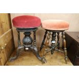 Two adjustable piano stools