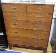 A George III oak chest, fitted two short and four long drawers W.106cm