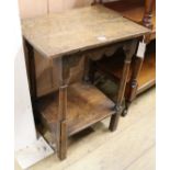 A rustic oak side table, W.52cm