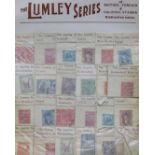 A collection of All World Stamps, on Lumley series cards, together with loose stamps, some in