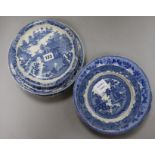 A group of early 19th century blue and white plates