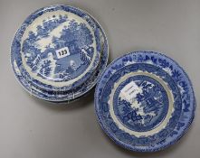 A group of early 19th century blue and white plates