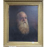 English School, oil on canvas, portrait of a bearded man, monogrammed W T B, 61cm x 49cm