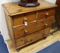 A Victorian stripped pine chest of drawers, W.88cm