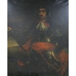 An 18th century Continental School, oil on canvas, portrait of gentleman in armour, inscribed and