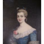 late 18th century English Schooloil on canvas,Portrait of a lady, stretcher inscribed 'Madame