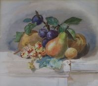 D.H., watercolour, still life of fruit, 20 x 22cm