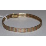 A 9ct three-colour gold flexible link bracelet, 11.3gr